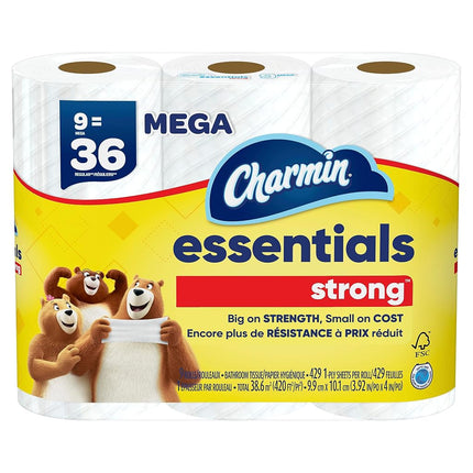 Charmin Essentials Strong Toilet Paper, 9 Mega Rol