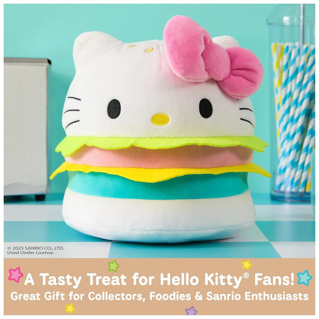 GUND Sanrio Official Hello Kitty Hamburger Plush, Collectible Plush Toy, Stuffed Animal for Ages 1 and Up, Pink/White, 8”