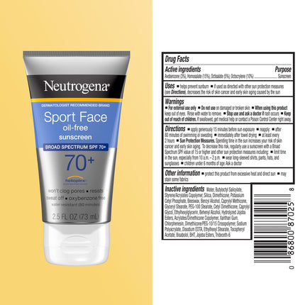 Neutrogena Sport Face SPF 70+ tubo de 73 ml, loción
