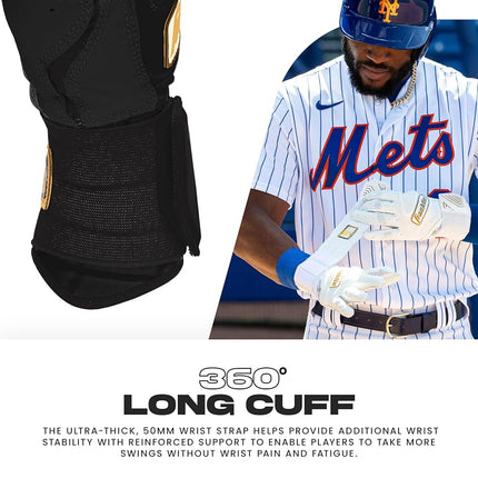Franklin Sports MLB Batting Gloves - Infinite Powerstrap Baseball + Softball Batting Gloves - Heavy Duty Full Wrap Cage Practice Glove - Reinforced Wrist + Durable Leather