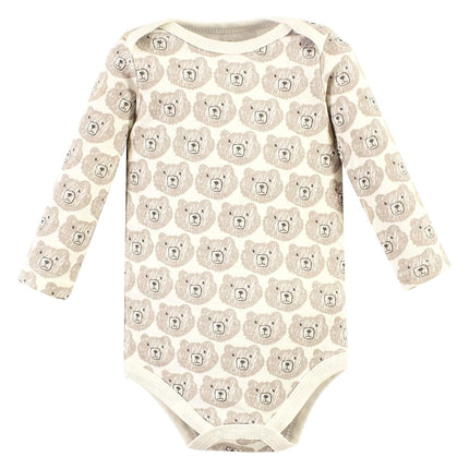 Lot de 2 grenouillères en coton à manches longues Hudson Baby pour bébé unisexe, motif « Snuggle Bear », 3-6 mois