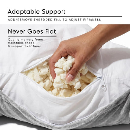 Nestl Reading Pillow for Bed, Back Pillow for Sitting Up in Bed, Light Grey