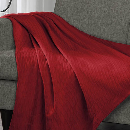 Superior 100% Cotton Thermal Blanket, Soft and Breathable Cotton for All Seasons, Bed Blanket and Oversized Throw Blanket with Luxurious Diamond Weave - King Size, Burgundy