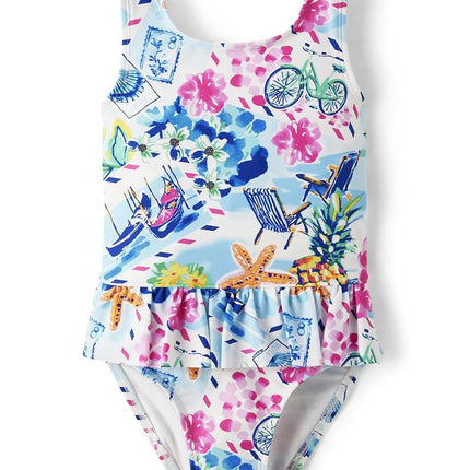 Gymboree Girls' and Toddler One Piece Swimsuit, Bon Voyage, 12-18 Months