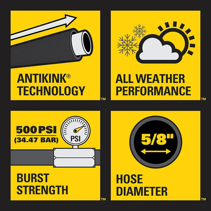 Stanley Fatmax Professional Grade Water Hose, 50' x 5/8", Yellow 500 PSI