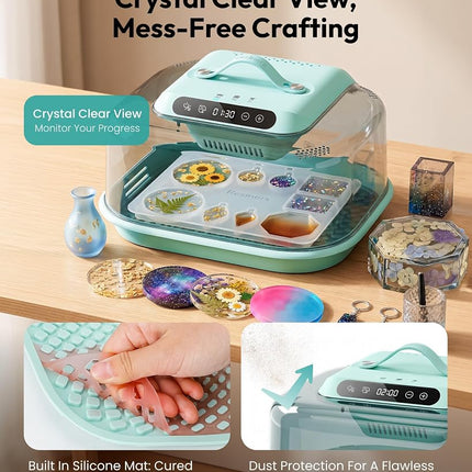 Resiners Resin Curing Machine G3 with UV Resin Light, 2-in-1 Uses, Auto Curing 2H/1Min, Adjustable Temperature & Timer, Resin Dryer with Reversible Base for Epoxy Mold Casting,Jewelry Making,DIY Decor