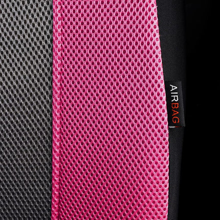 Flying Banner car seat Covers Full Set All Air Mesh Breathable Man Lady Airbag Compatible Rear Bench Split 40/60 50/50 60/40 Truck Pick Up (Full Set - Low Back, Black Gray Pink)