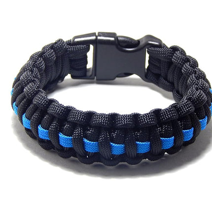 Paracord Survival Bracelet Black Thin Blue Line Police