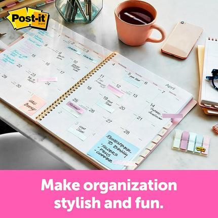 Post-it Flags, Gradient Color.47 in x 1.7 in, 100 Flags per Dispenser (684-GRDNT),Assorted Gradient Designs