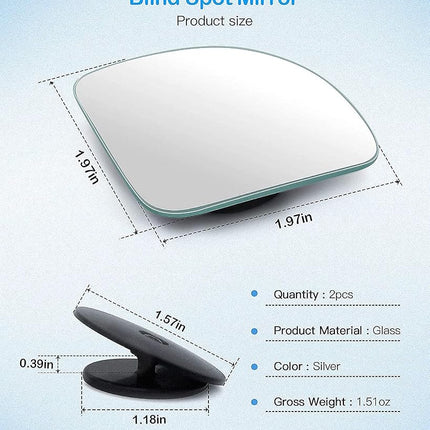 ICBEAMER 2-Piece Fan-Shaped Automobile Rear Blind Spot Mirror, 360 Rotating Design, Wide Angle Convex Rearview Mirror for Car, Truck, Van