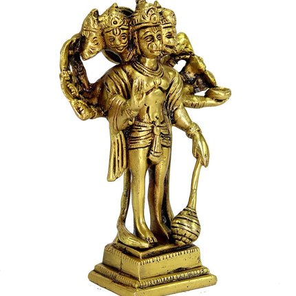 eSplanade Brass Panchmukhi Hanuman Anjaneya Pavan Putra Bajrangbali Idol Murti Moorti Statue - 6.5 inches | Pooja Idols