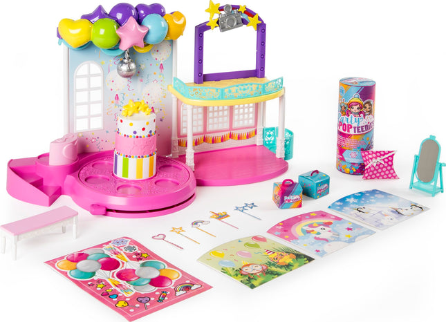 Party Popteenies - Set de juego Poptastic Party con confeti, muñeca coleccionable exclusiva y accesorios, para edades de 4 años en adelante