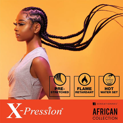 Cheveux tressés pré-étirés Sensationnel X-pression - tresse 3x 58 pouces tout kanekalon ignifuge synthétique pour tresses africaines et torsades (1 paquet, SM1B/30)