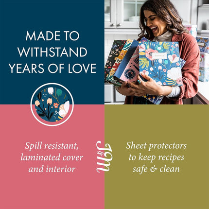Jot & Mark 8.5"" x 11"" Sturdy 3 Ring Recipe Binder with Spill-Proof Clear