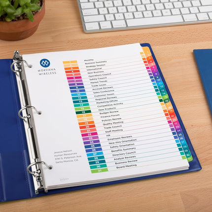 Avery Ready Index Table of Contents Dividers, 31-Tab Set, Case Pack of 12 (11129)