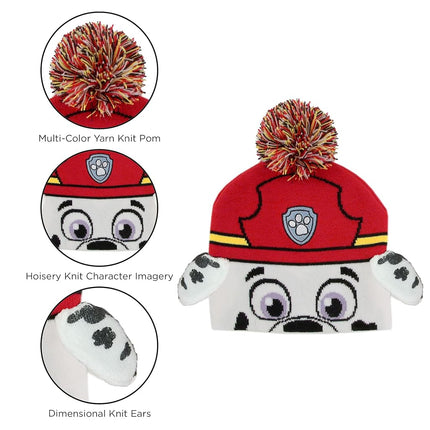 Nickelodeon boys Winter Hat and Mittens Set, Paw Patrol Chase Marshall Toddler Beanie for Ages 2-4, Marshall Design, 2-4T