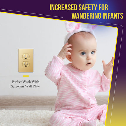 ENERLITES Elite Series Duplex Receptacle, Residential Grade Wall Outlet, Duplex Electrical Outlet, Self-Grounding, 3-Wire, 2-Pole, 15A 125V, UL Listed, 61580-GD, Gold