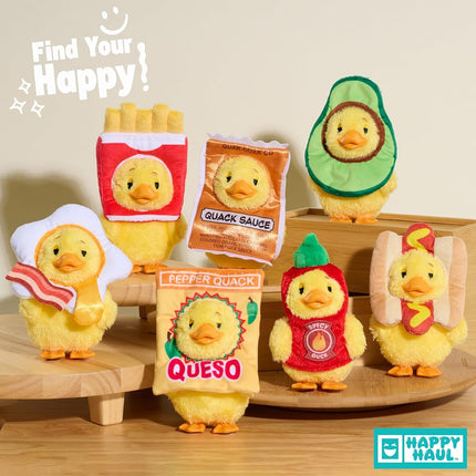 Just Play HAPPY HAUL Duckalooz Snack Quack Clip-On Plush Duck Assortment, Plush Duck Clip-On Blind Box Collectible Toy with Removable Costume, 13 cm Stuffed Toy, Short-Run Drop, Ages 8 and up
