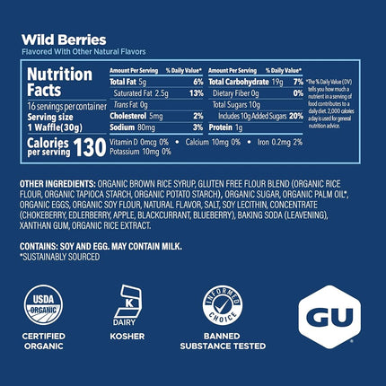 GU Energy Stroopwafel Sports Nutrition Waffle, Gluten Free Wild Berry, 16-Count