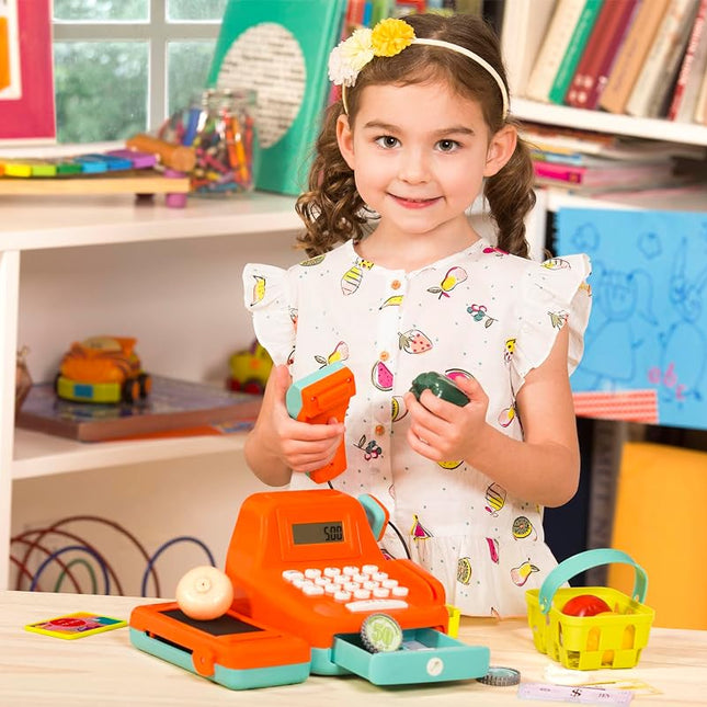 Battat Kids Cash Register with Scanner & Sounds, 26-Piece Set Pretend Play