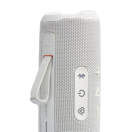 JBL Flip 7 - Altavoz portátil resistente al agua y a caídas, sonido Pro potente con AI Sound Boost, 16 horas de reproducción y sistema PushLock con accesorios intercambiables (blanco)