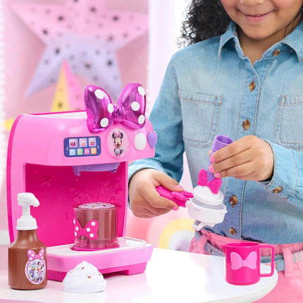 Disney Jr. Minnie Mouse Rise & Shine Bowrista Set, 25 cm Play Espresso Machine, Ages 3 and Up by Just Play