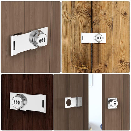MeBantoo Household Cabinet Password Hasp Locks, Cabinet Locks with Combination, Door Security Slide Latch for Small Barn Doors, Bathroom, Outdoor, Garden (2 Pack Silver)