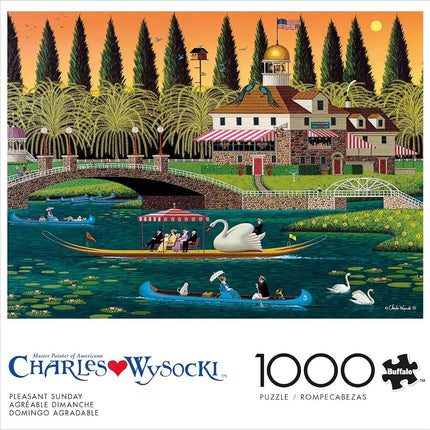 Buffalo Games – Pleasant Sunday – Charles Wysocki – 1000 Piece Jigsaw Puzzle  Colorful Puzzle for Adults – Precision-Cut Pieces, Beautiful Artwork, and Hours of Relaxing Fun