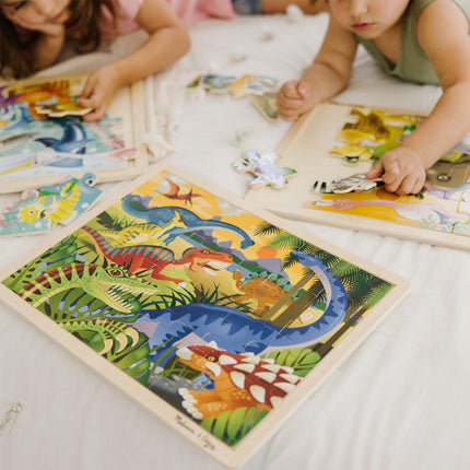 Paquete de rompecabezas Melissa & Doug (dinosaurios, safari y océano) - Rompecabezas de animales, rompecabezas de madera para niños de 3 años en adelante