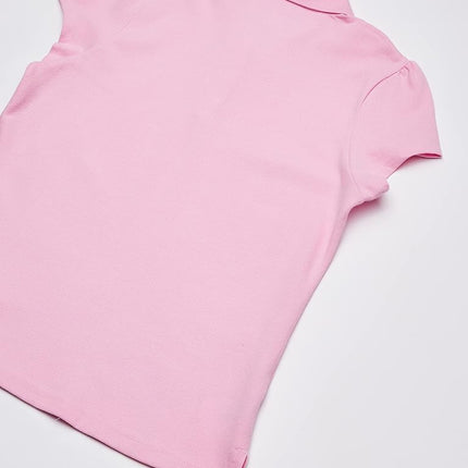 Polo piqué con volantes de manga corta para niña de The Children's Place, color rosa brillante, talla 7-8