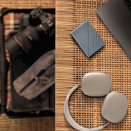 WD 2TB My Passport Works with USB-C, portable external hard drive, USB 3.2 Gen 1, software for device management, backup, password protection, Works with PC, Mac, Chromebook, Gaming Consoles, Grey