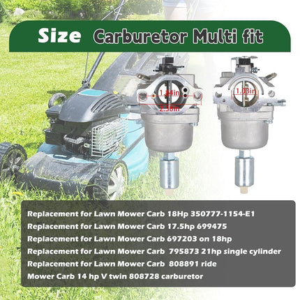 Reemplazo de carburador para tractor cortacésped John Deere LA105 de 42" y 19.5HP, repuesto para motor Briggs & Stratton de 13.5 HP 31F707 350777 14 HP V-Twin 808728 Carb 697203 795873 808891