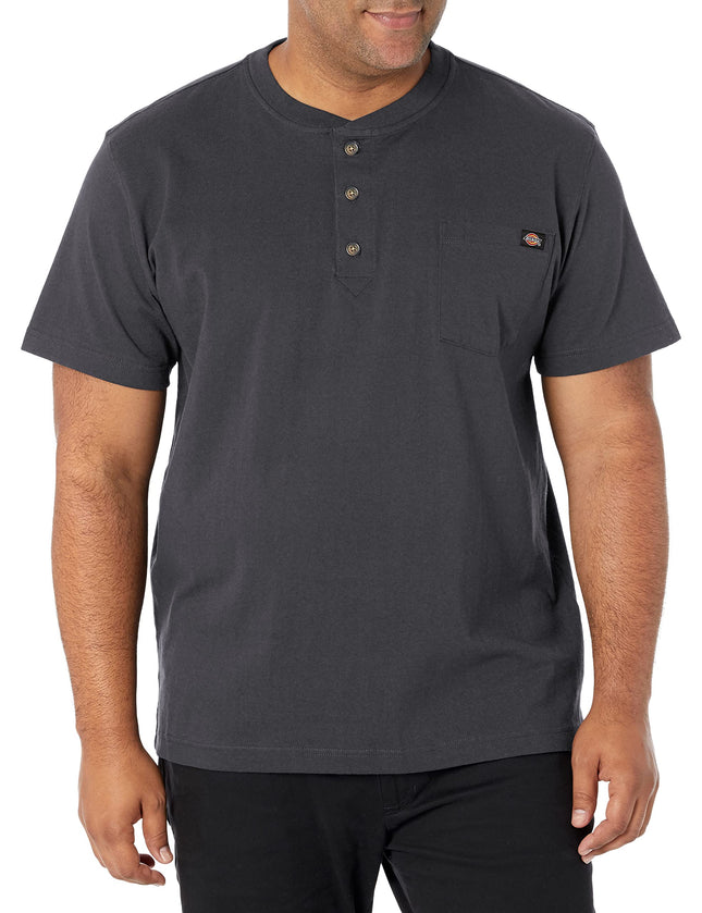 Dickies Men's Big-Tall Heavyweight Henley, Charcoa