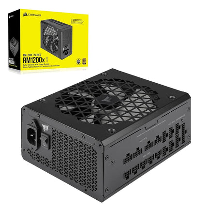 Fuente de alimentación ATX totalmente modular Corsair RM1200x Shift - Interfaz lateral modular - Compatible con ATX 3.0 y PCIe 5.0 - Modo de ventilador Zero RPM - Condensadores clasificados a 105 °C - Eficiencia 80 Plus Gold - Negra
