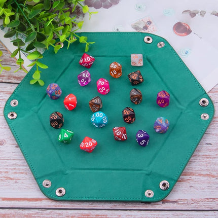 SIQUK 4 Pieces Dice Tray Set Foldable Dice Trays Hexagon Dice Rolling Tray PU Leather Dice Holder for Dice Games Like RPG, DND and Other Table Games(Orange, Yellow, Cyan, Violet)