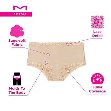 Culotte boyshort en microfibre et dentelle Maidenform pour femme, One Fab Fit, paquet de 3, Evening Blush/Sandshell Dot Print/Sandshell, XXL
