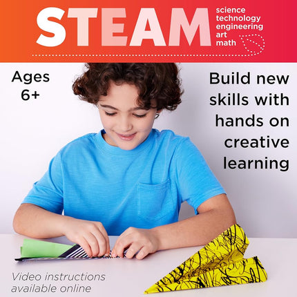 Creativity for Kids Stunt Squadron Avions en Papier Pliables et à Lancer : Créez 80 Avions en Papier, Kit Scientifique STEM pour Enfants, Kit de Bricolage Avions en Papier pour Enfants, Cadeaux et Jouets pour Garçons de 6 à 8 Ans et Plus