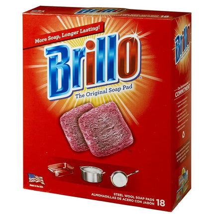Brillo Steel Wool Soap Pads, Long Lasting, Original Scent Cleaning, 18 Count (Original, 18 Count (Pack of 1))