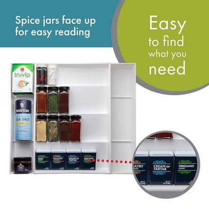 Dial Industries Expandable Kitchen Drawer Spice and Season Jar Organizer Tray