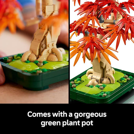 LEGO Botanicals Japanese Red Maple Bonsai Tree - Artificial Plant Building Set with Red & Orange Leaves, plus a Buildable Pot - DIY Home Decor Gift For Adults - 10348