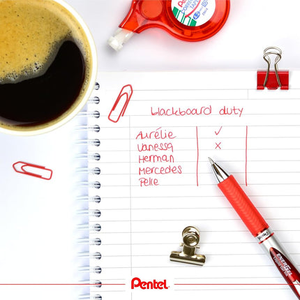 Pentel 0.7 mm Energel Xm Gel Pen Retractable - Red (Pack of 12)