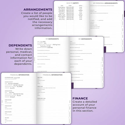 Clever Fox End of Life Planner, When I Die Organizer 8.5”x11” Purple