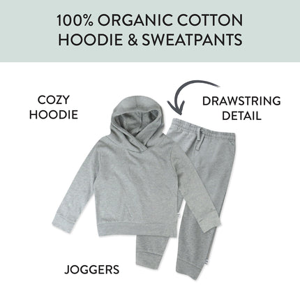 HonestBaby Light Weight Hoodie & Sweatpant Set 100% Organic Cotton for Toddler, Baby Boys, Girls, Heather Grey (2-Pack), 6-9 Months, Heather Grey (2-pack), 6-9 Months