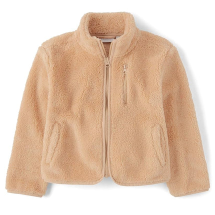 The Children's Place Girls' Cozy Sherpa Full-Zip Jacket, Toast, Toast, XX-Large