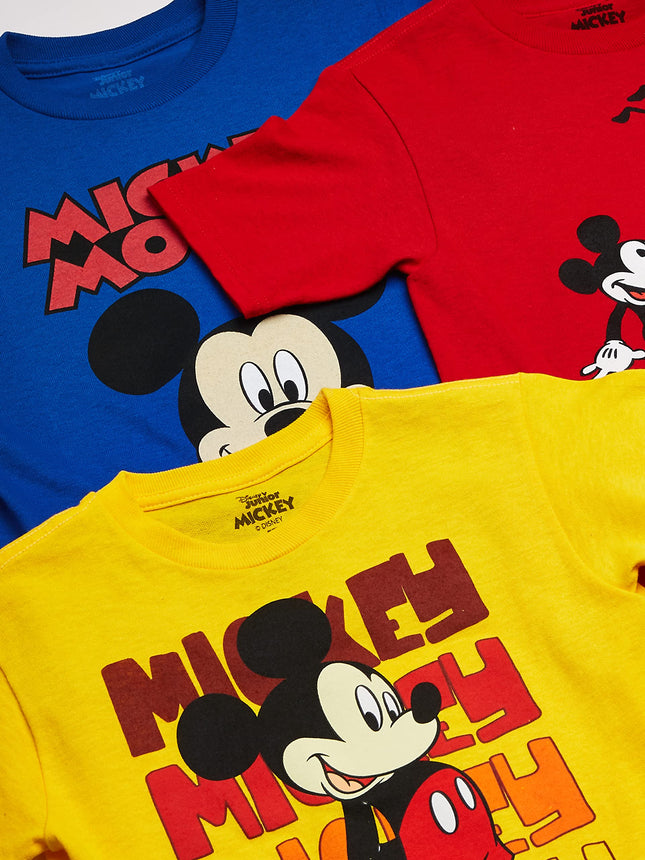 Disney Little Boys' Toddler Mickey Mouse - Paquete de 3 camisetas para niños pequeños, n.º 1, colores surtidos 2, 2T, colores surtidos 2, 2T