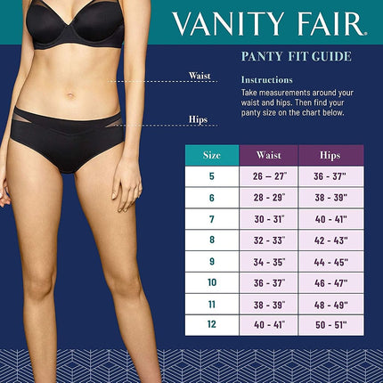 Vanity Fair Women's High Waisted Underwear, Full Coverage Ladies Panties, Perfectly Yours Briefs, Nylon Lace - Midnight Black, 7