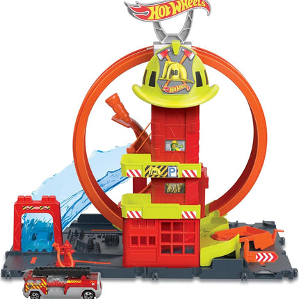 Hot Wheels City Super Loop Fire Station Playset & 1 Car