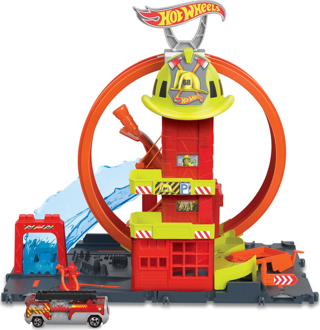 Hot Wheels City Super Loop Fire Station Playset & 