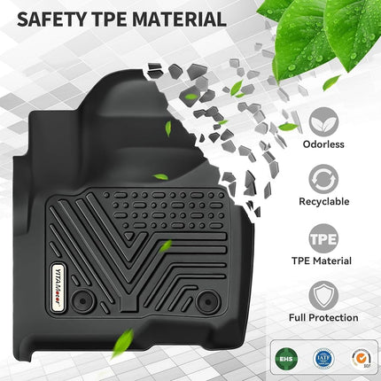 YITAMOTOR Floor Mats for Ford F-150 Super Crew Cab 2025-2015 with 1st Row Bench Seats, Custom Fit F150 1st & 2nd Row All Weather Floor Liners, Bench Seating, F 150 Supercrew Pickup Accessories Black