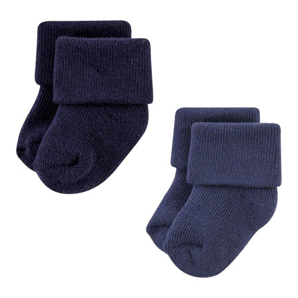 Hudson Baby Unisex Baby Cotton Rich Newborn and Terry Socks, Solid Blue Gray, 0-6 Months, Solid Blue Gray 8 Pack Terry, 0-6 Months